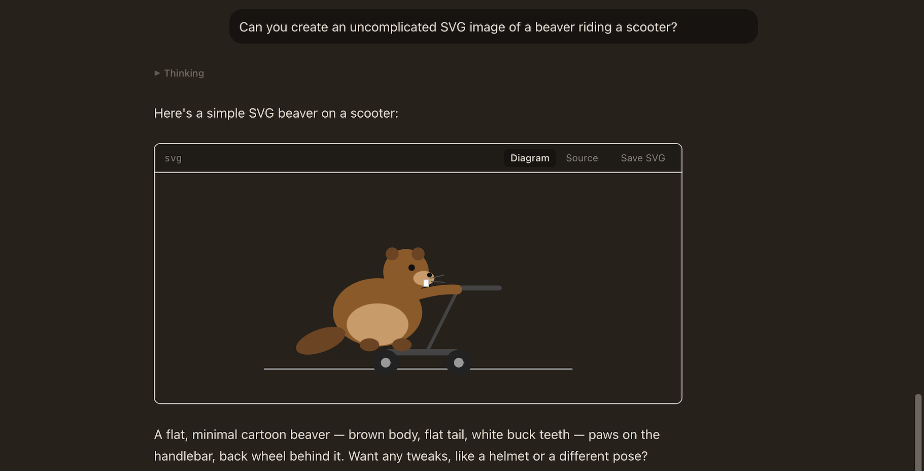 A rendered SVG image of a beaver on a scooter